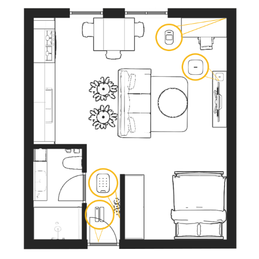 Sistem de alarmă pentru apartament cu detector de miscare